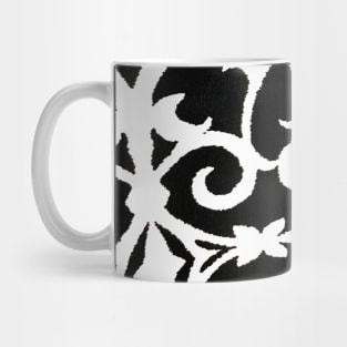 1980s elegant vintage floral black and white damask Mug
